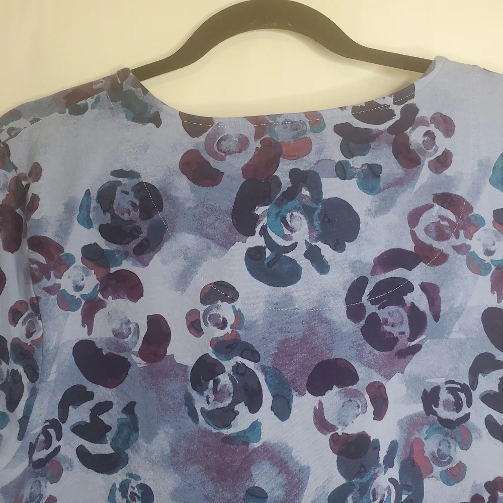 Denim&Co, Size XL vibrant blue/purple l/sleeve tunic tee - Picture 5 of 7